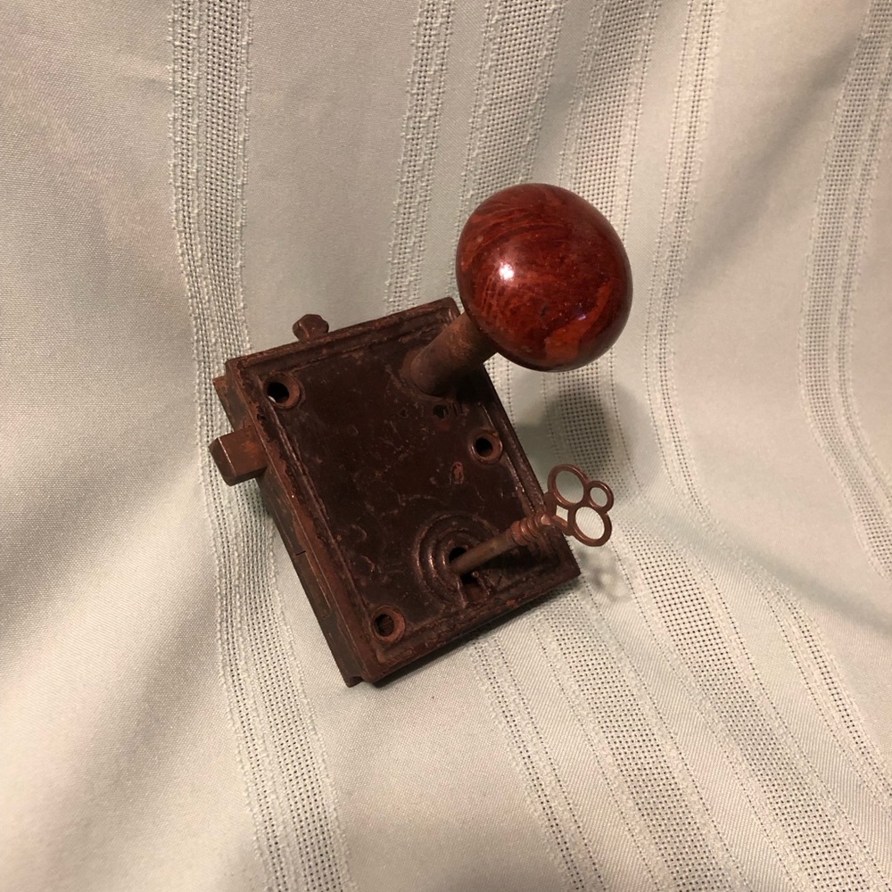 Antique 1920’s Porcelain Door Knobs & Lock Set